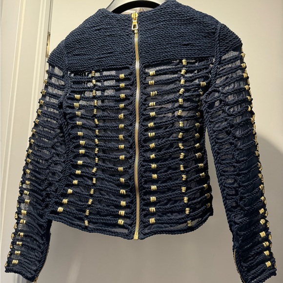 H&M x Balmain Navy Blue Golden Braided Rope Top Size 2 - Picture 3 of 5
